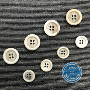 (3 pieces set) 15mm & 20mm Unique 4hole white horn suit button ( Selected white )