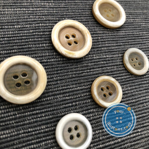 (3 pieces set) 15mm & 20mm Unique 4hole beige horn suit button ( Selected beige )