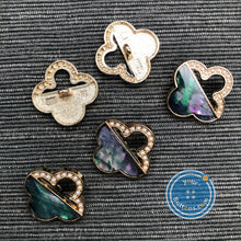 Load image into Gallery viewer, (2 pieces set) 18mm,23mm &amp; 25mm 4-leaf Mother of pearl golden shank button
