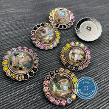 Load image into Gallery viewer, (2 pieces set) 18mm,23mm &amp; 25mm Mother of pearl with gems dark silver shank button
