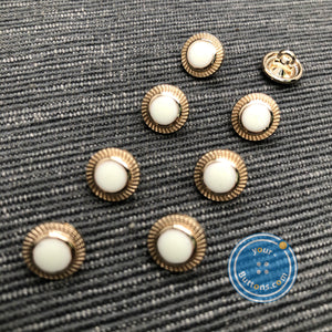 (3 pieces set) Metal button light gold color with little DOT on top