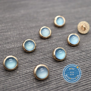 (3 pieces set)Blue pearl look metal shank button