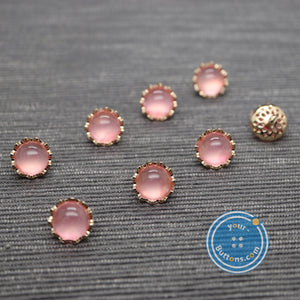 (3 pieces set)Metal flower shank button Pink