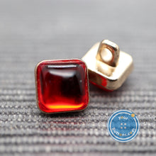 Load image into Gallery viewer, (3 pieces set) Red gem square metal shank button
