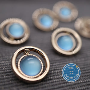 (3 pieces set) Comet style shank button blue