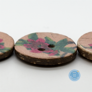 (3 pieces set) 25mm Flower Pattern Coconut