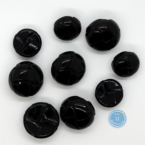 (3 pieces set) 20mm & 16mm Real leather Button - Shiny Black