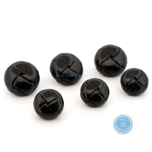 (3 pieces set) 15mm & 19mm Real Leather Shank Button in Black