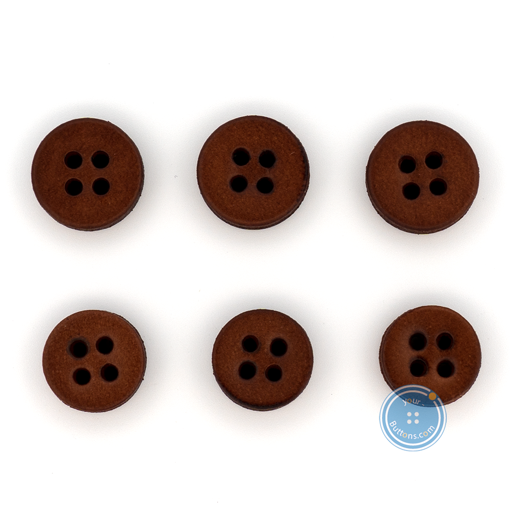 (3 pieces set) 11mm & 13mm Real leather Button - Medium Brown