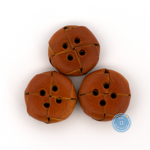 (3 pieces set) 21mm Real leather Button - Light Brown