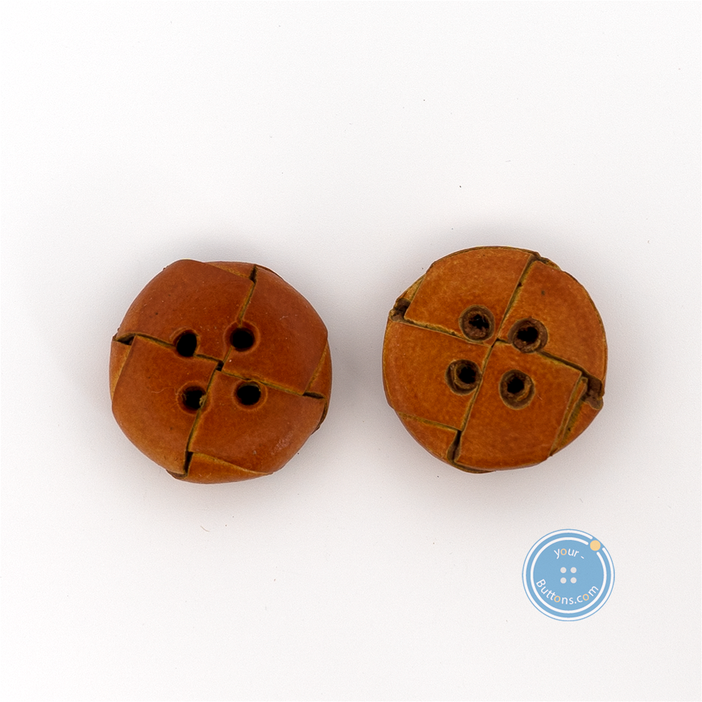 (3 pieces set) 21mm Real leather Button - Light Brown