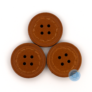 (3 pieces set) 23mm Real leather Button - Light Brown