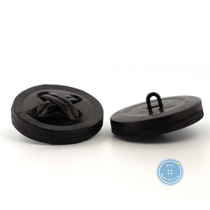(3 pieces set) 32mm Real leather Button - Black