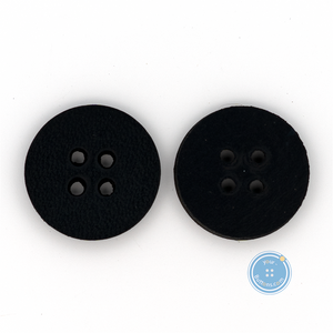(3 pieces set) 22mm Real leather Button - Black