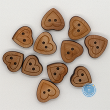 Load image into Gallery viewer, (3 pieces set) 13mm &amp; 15mm Heart wood button
