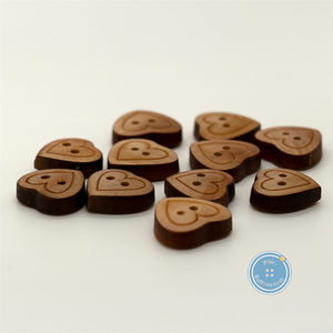 (3 pieces set) 13mm & 15mm Heart wood button