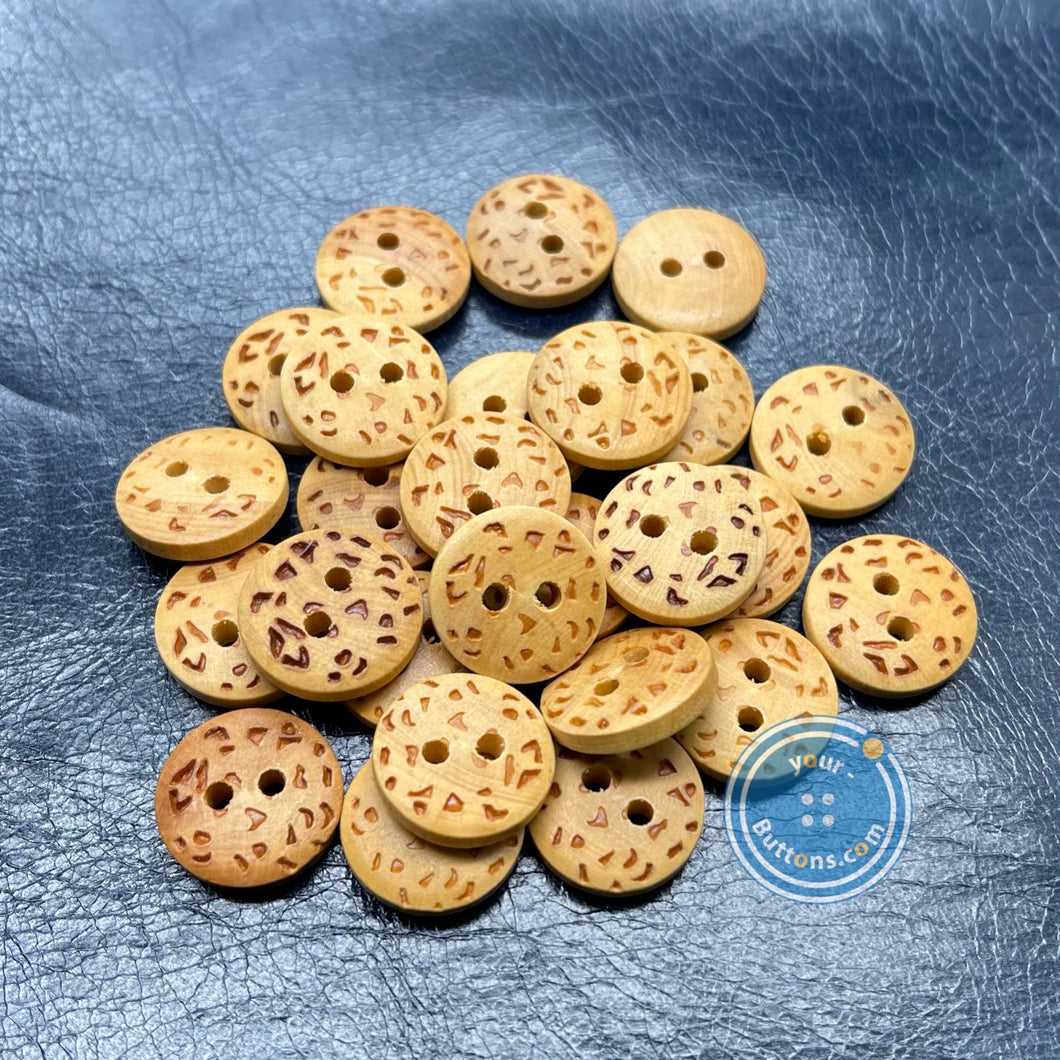 (3 pieces set) 15mm Burnt Dots on Wooden Button
