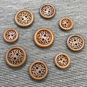 (3 PIECES set) 16mm,18mm & 21mm Fancy wooden button with patterned holes