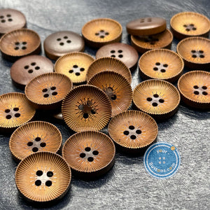 (3 pieces set) 18mm Wooden button with pattern line