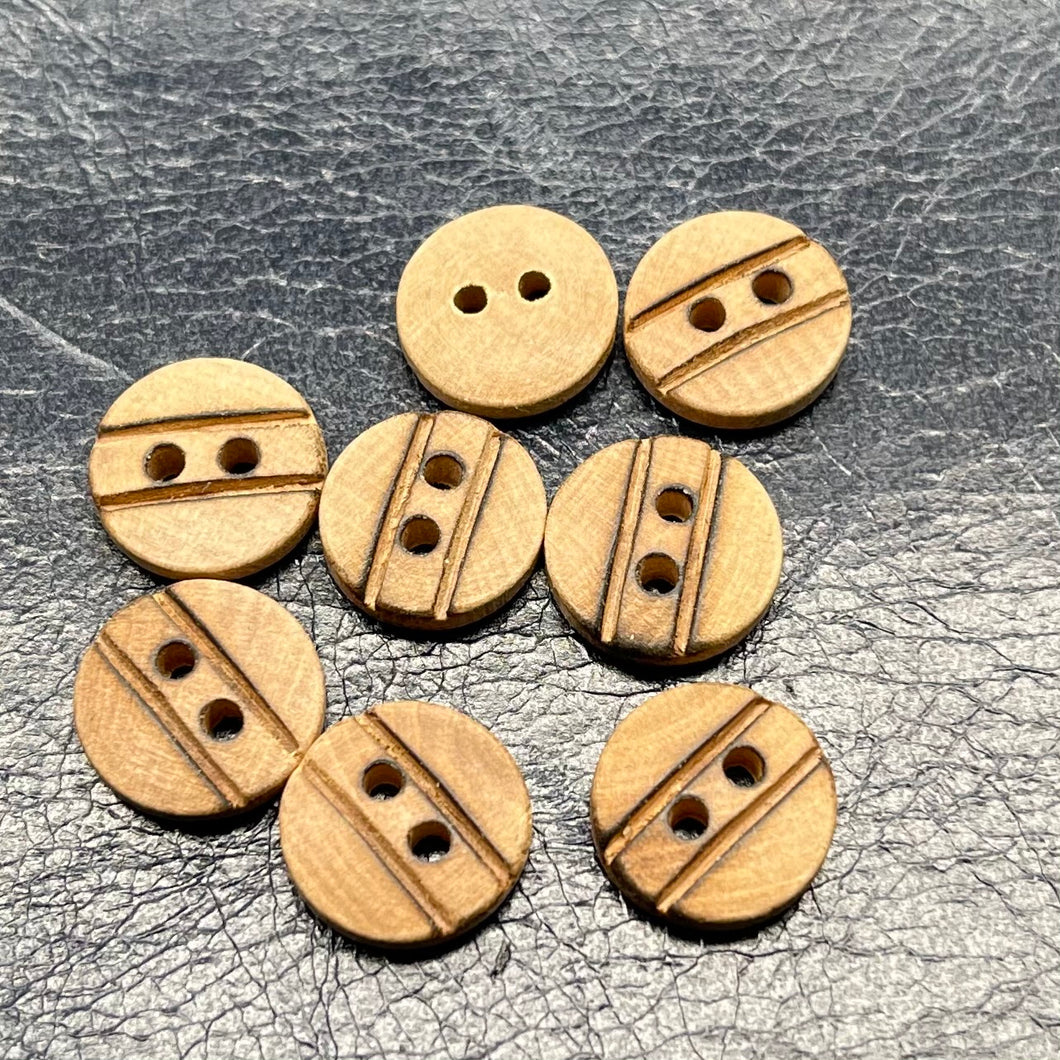 (3 pieces set) 11.5mm Burnt wooden 2hole special button